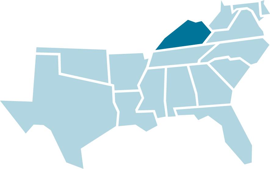 SREB regional map with Kentucky highlighted in blue